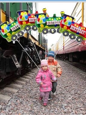 4PCS Jumbo Colorful Train Foil Balloons, new